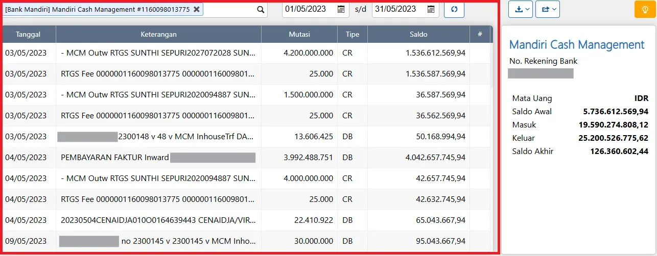 impor rekening koran Accurate